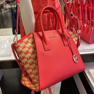 Michael Kors Avril Large Top Zip Satchel Coral Reef
